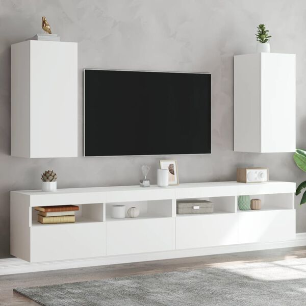 vidaXL TV Wall Cabinet Set of 2 White Engineered Wood Small