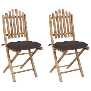 vidaXL Patio Chair Set 2 Natural Bamboo Compact Foldable Folding Chair