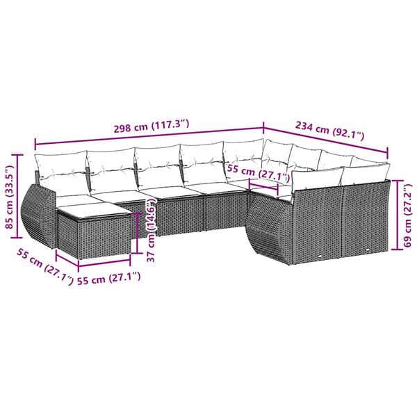 vidaXL Garden Sofa Set Black