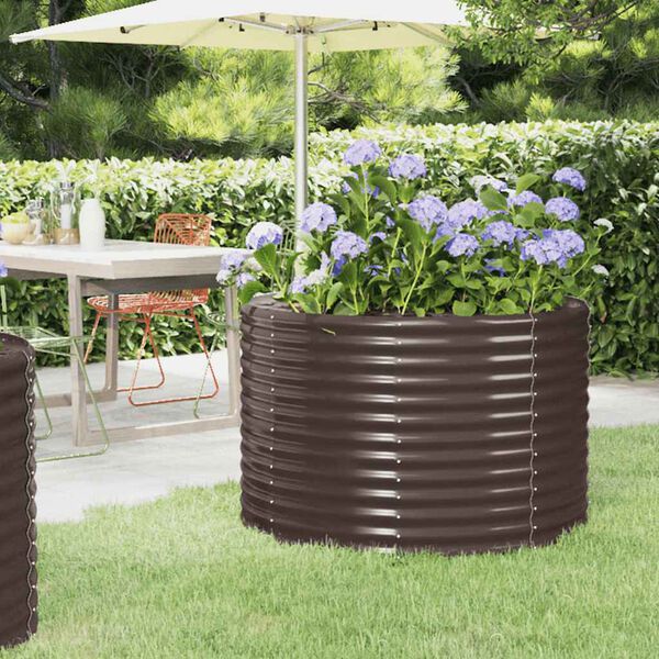 vidaXL Patio Raised Bed Galvanized Steel 100x100 x 26.8 " Brown