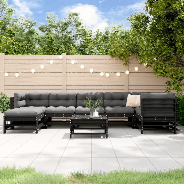 vidaXL Garden Lounge Set Black, Anthracite Solid pine wood and plywood