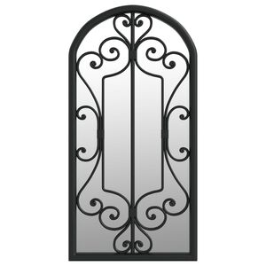 vidaXL Garden Mirror Black Iron, Glass 27.6x11.8 in Decorative Inlays