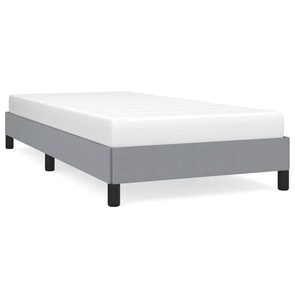 vidaXL Bed Frame Light Gray Polyester Twin Bed Frame Rectangular