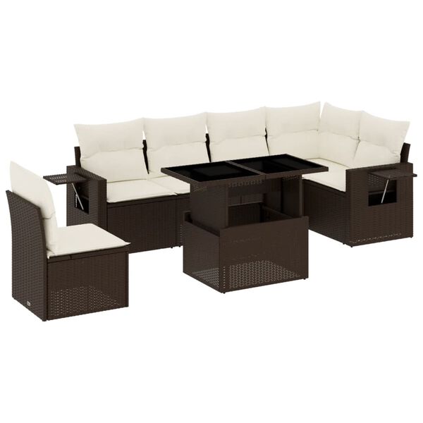 vidaXL Garden Sofa Set Brown, Cream White