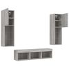 vidaXL TV Wall Unit Set of 5 Grey Sonoma Engineered Wood, Glass