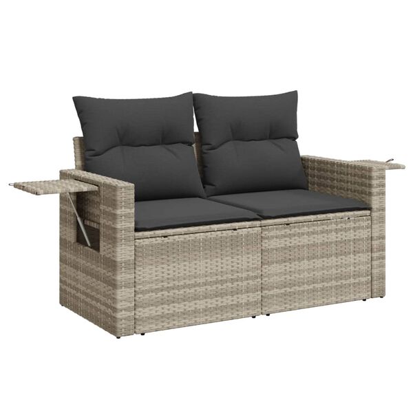 vidaXL Garden Sofa Set Light grey PE rattan Foldable Garden Sofa Set