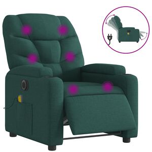 vidaXL Electric Massage Recliner Chair Dark green Polyester, Metal, Plywood