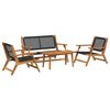 vidaXL Garden Chairs with Table 4 pcs Black 35.4" x 17.7" x 15.7