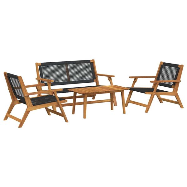 vidaXL Garden Chairs with Table 4 pcs Black 35.4" x 17.7" x 15.7
