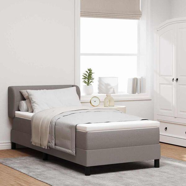vidaXL Box Spring Bed with Mattress Taupe 31.50 x 78.74 in Fabric