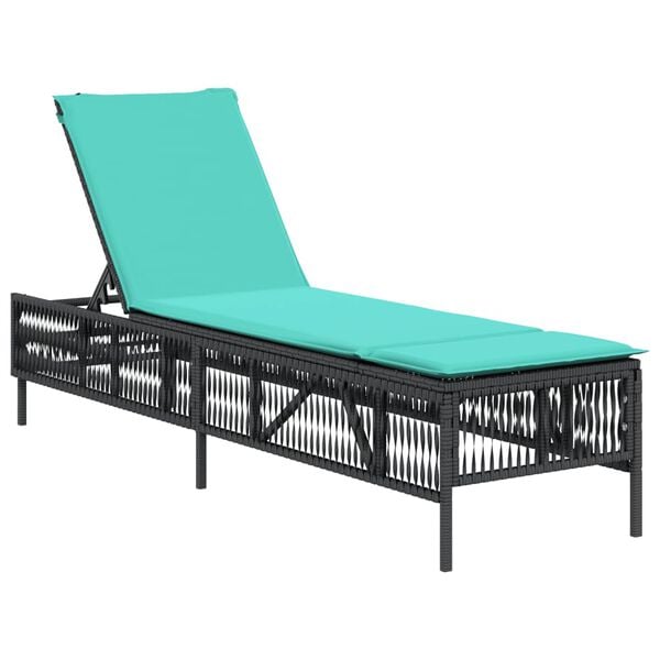 vidaXL Patio Sun Lounger Black PE rattan Standard Patio Sun Lounger