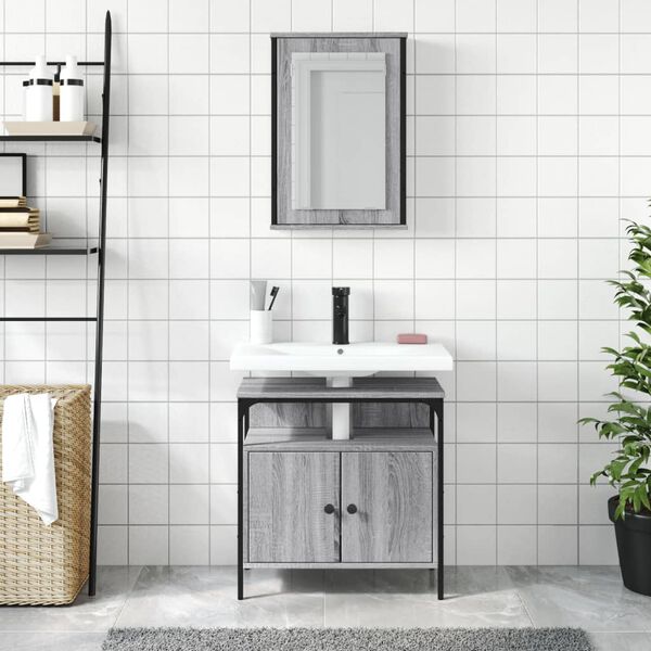 vidaXL Bathroom Furniture Set Gray Sonoma