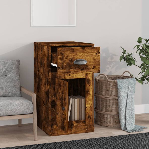 vidaXL Side Cabinet Smoked Oak Engineered Wood 15.7x19.7x29.5 in