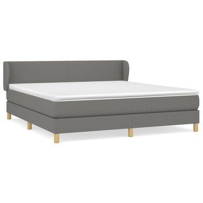 vidaXL Box Spring Bed with Mattress Dark Gray California King Fabric