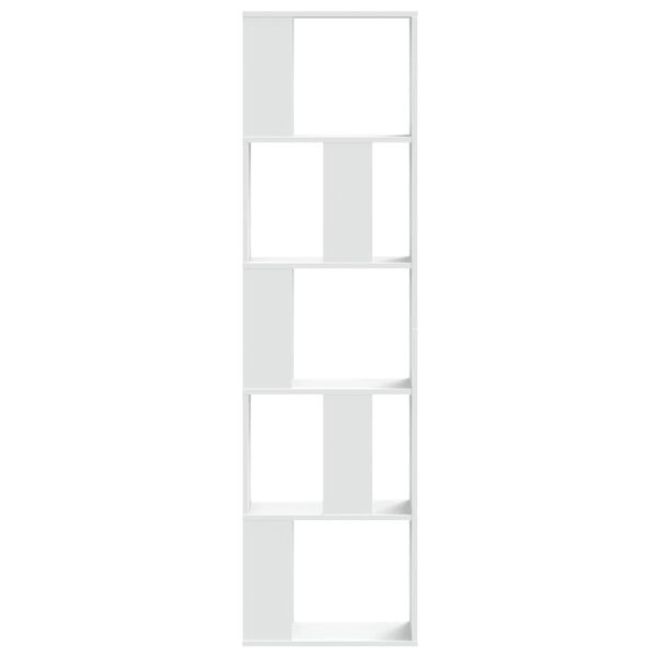 vidaXL Bookcase White Engineered Wood 5-Tier, 18 x 9.3 x 64.0 in