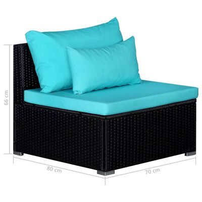vidaXL 9 Piece Patio Lounge Set with Cushions Poly Rattan Blue