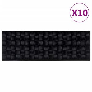 vidaXL Stair Tread Black Rubber Standard Stair Tread Rectangular