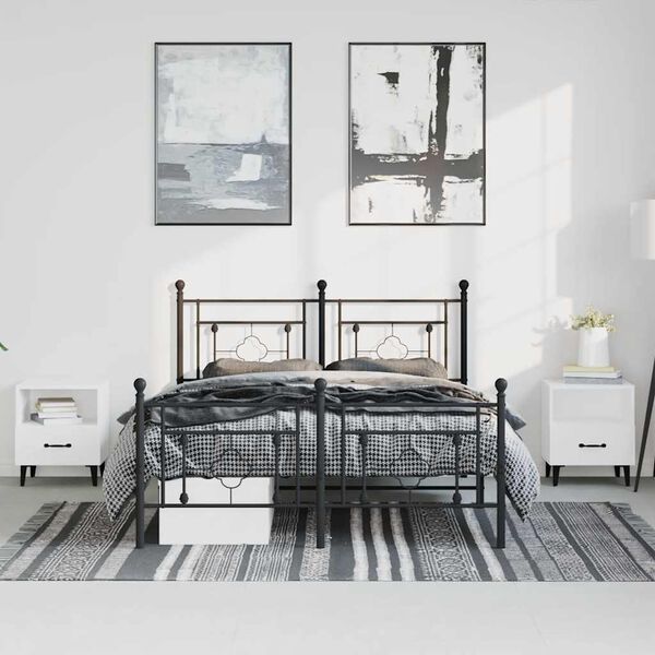 vidaXL Bed Frame Black Powder-Coated Steel Full Stylish and Durable