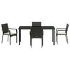 vidaXL Garden Dining Set with Cushion 5 pcs Black Poly Rattan