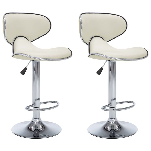 vidaXL Bar Stool Set of 2 Cream Faux leather, chrome steel Adjustable