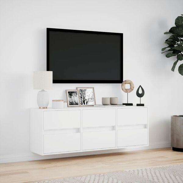 vidaXL TV Wall Cabinet White Engineered Wood Large TV Wall Cabinet