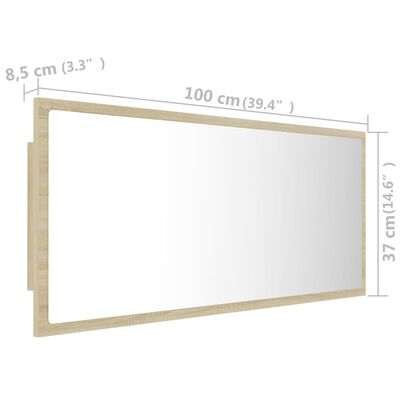 vidaXL LED Bathroom Mirror Sonoma Oak 39.4"x3.3"x14.6" Chipboard
