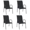 vidaXL Garden Chair Set of 4 Black and Anthracite Powder-Coated Steel