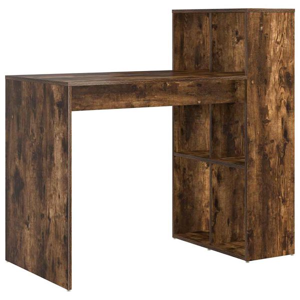 vidaXL Desk with Shelf Smoked Oak 108 x 55 x 103.5 cm Engineered Wood