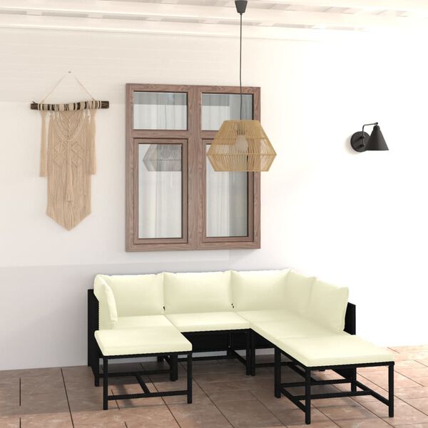 vidaXL Garden Lounge Set Black, Cream White