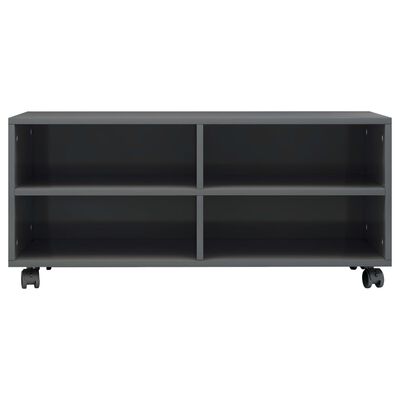 vidaXL TV Cabinet with Castors High Gloss Gray 35.4" x 13.8" x 13.8" Engineered Wood