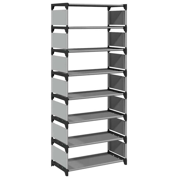 vidaXL Shoe Rack Grey Non-woven fabric and powder-coated steel Tall