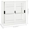 vidaXL Sliding Door Cabinet White Steel Medium Locks