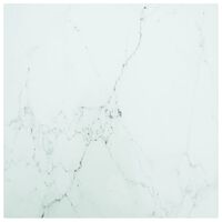 vidaXL Table Top White 23.6"x23.6" 0.2" Tempered Glass with Marble Design