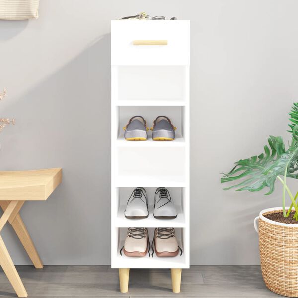 vidaXL Shoe Cabinet White Engineered wood Slim and tall Shoe Cabinet