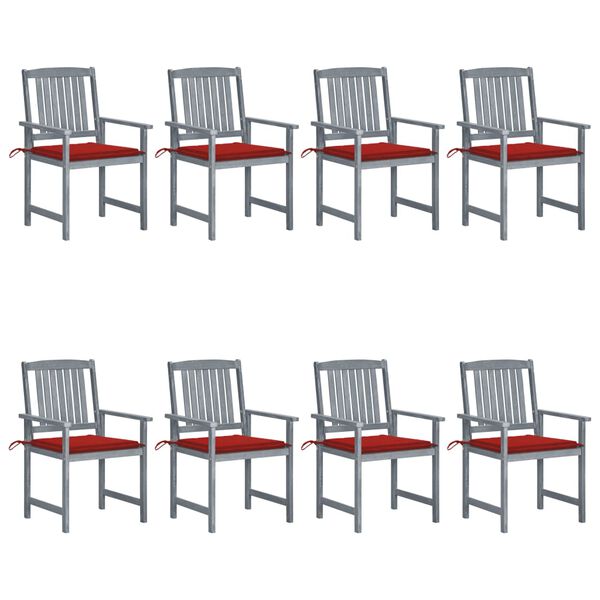 vidaXL Patio Chair Set of 8 Gray Solid acacia wood Standard Durable