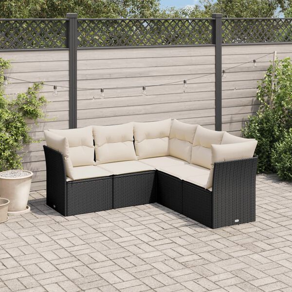vidaXL Garden Sofa Set Black, Cream White