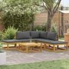 vidaXL Garden Lounge Set Natural wood + Dark grey (cushions)