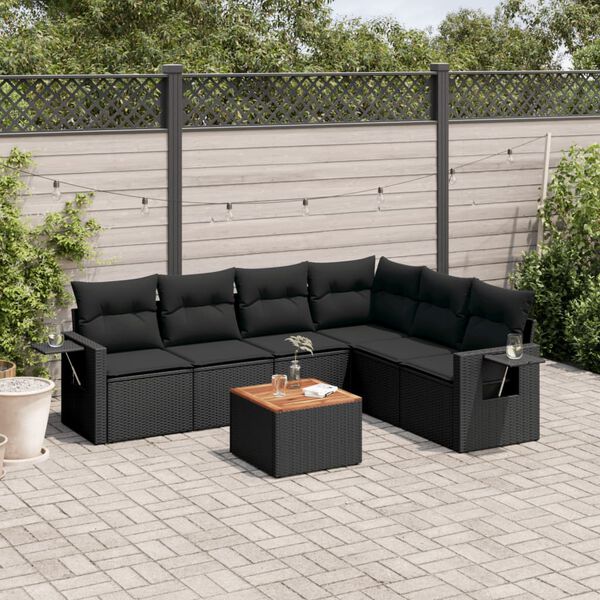 vidaXL Garden Sofa Set Black