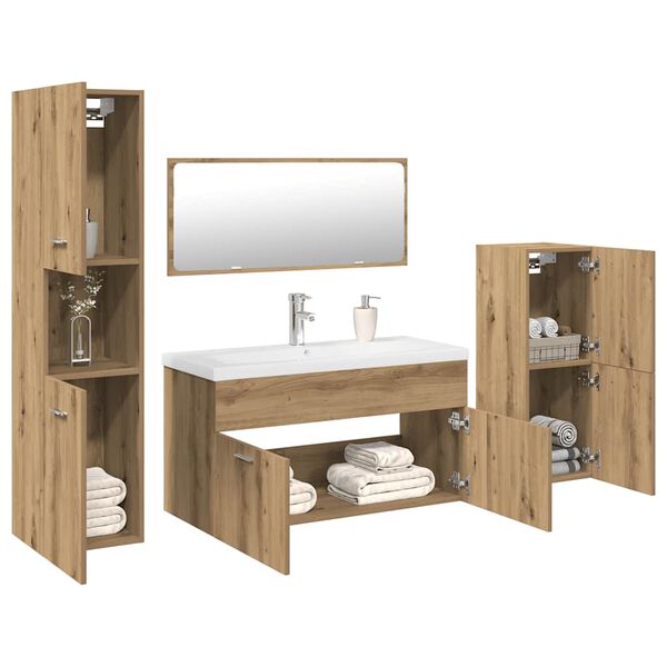 vidaXL Bathroom Furniture Set 5 Piece Bathroom Furniture Set Rectangular