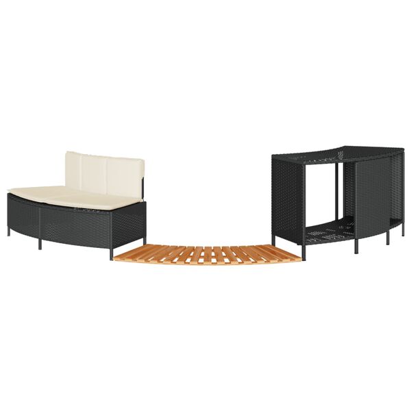 vidaXL Hot Tub Surround Black,Cream Poly Rattan Large Removable Covers