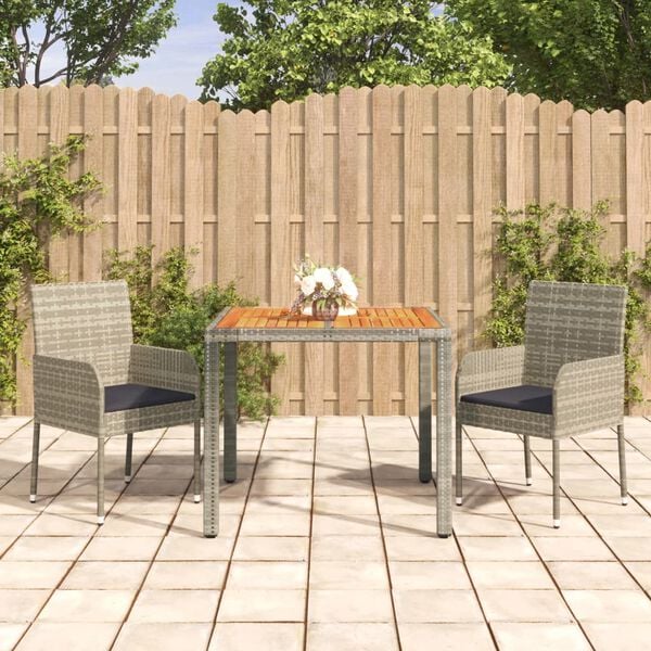 vidaXL Garden Dining Set Grey PE rattan Standard Modular