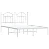 vidaXL Bed Frame White Powder-Coated Steel Double Bed Frame