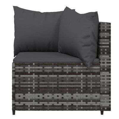 vidaXL 4 Piece Patio Lounge Set with Cushions Gray Poly Rattan