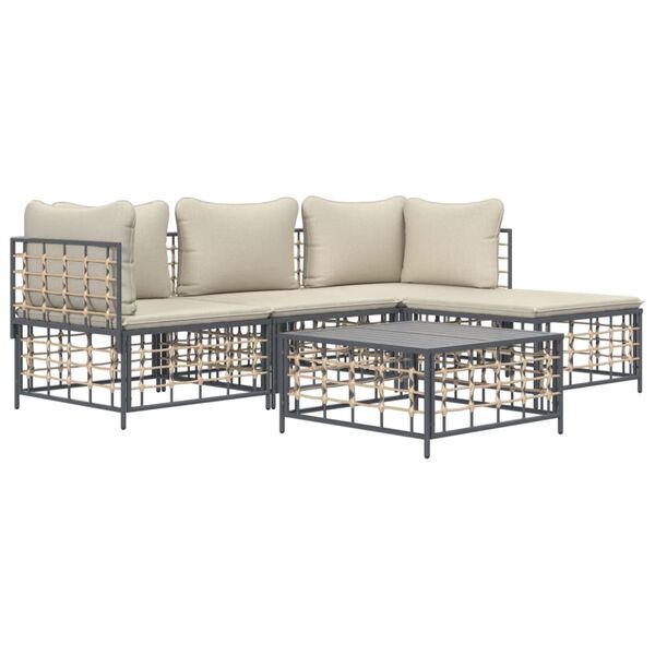 vidaXL Garden Lounge Set Anthracite, Beige