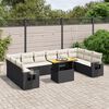 vidaXL Garden Sofa Set Black PE rattan Large Adjustable Armrests