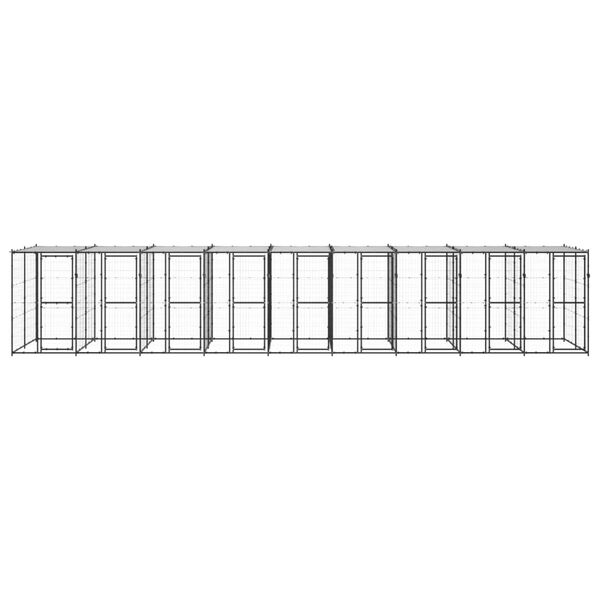 vidaXL Dog Kennel Black and Silver Powder-coated steel, PE 234.5 sq ft