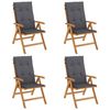 vidaXL Reclining Garden Chair Set of 4 Anthracite Solid Teak Wood