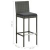 vidaXL Patio Bar Stools with Cushions 4 pcs Gray Poly Rattan