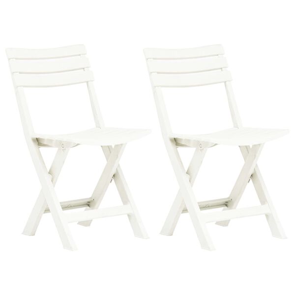vidaXL Garden Chair Set of 2 White Plastic Standard Foldable