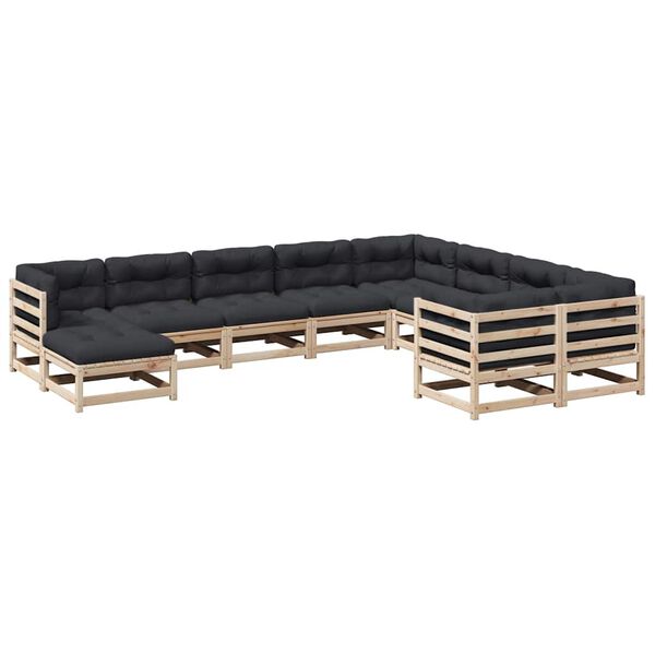 vidaXL Patio Sofa Set Anthracite Solid Pine Wood Large Modular